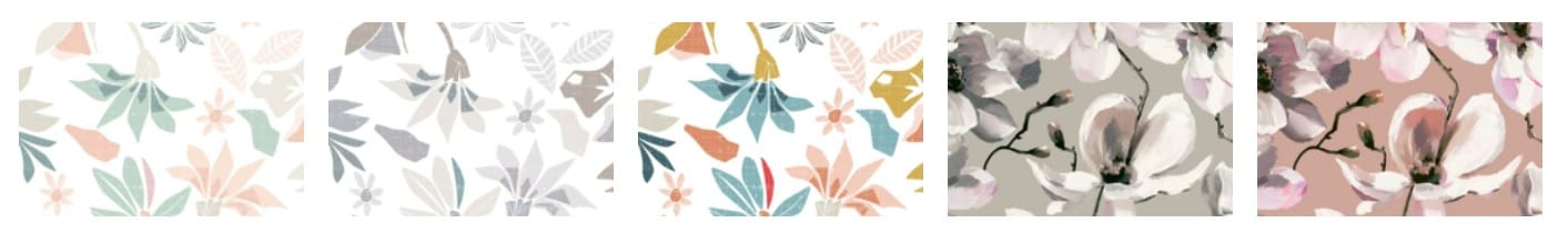 Verschillende soorten bloemen behang op een rijtje