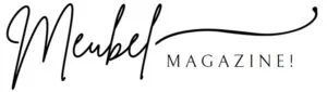 Logo MeubelMagazine! Meubel is geschreven in schrijfletters en Magazine! In hoofdletters en schreefletters.
